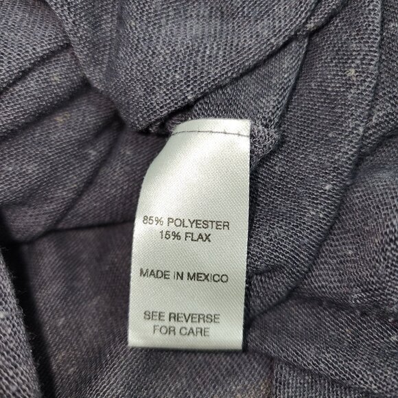 Women's BKE Core Raw Edge Thin Sweater Material Sml Shirt Grey V-Neck Poly/Flax - Picture 7 of 7
